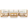 vidaXL 7点セット ガーデンラウンジセット クッション付き クリーム色 無垢アカシア材