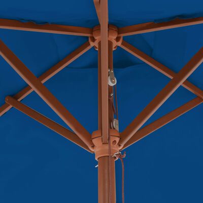 vidaXL 屋外用パラソル 木製ポール付き 150x200cm ブルー