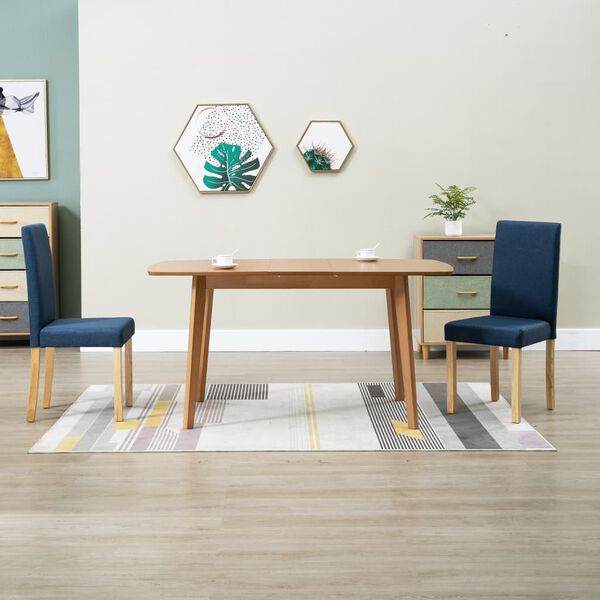 vidaXL ダイニングチェア 2点セット ブルー 布張り