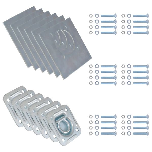 vidaXL トレーラー用 ラッシングリング 亜鉛メッキ鋼製 6点 2000kg