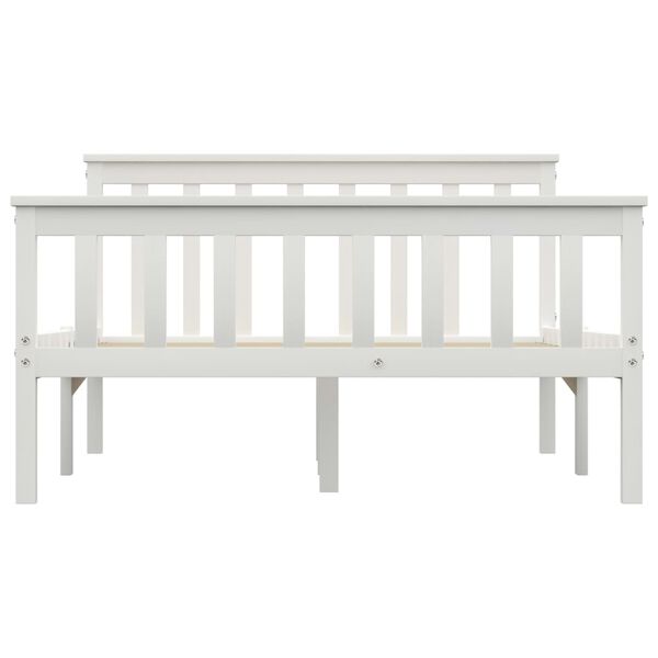 vidaXL ベッドフレーム ホワイト 無垢のパインウッド 120x200cm