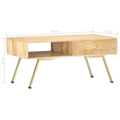 vidaXL コーヒーテーブル 95x50x42cm マンゴー無垢材