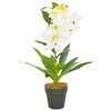 vidaXL 人工観葉植物 ユリ ポット付き 65cm ホワイト