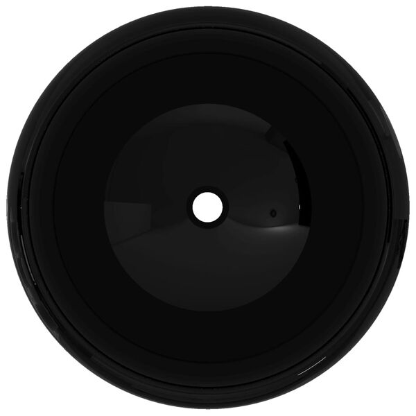 vidaXL 洗面ボウル 丸型 陶器製 ブラック 40x15cm