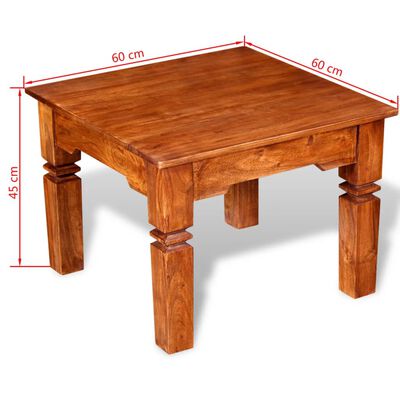 vidaXL コーヒーテーブル 無垢材 60x60x45cm
