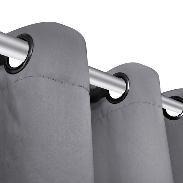 vidaXL 遮光カーテン ハトメ付き 2点 135x175cm グレー