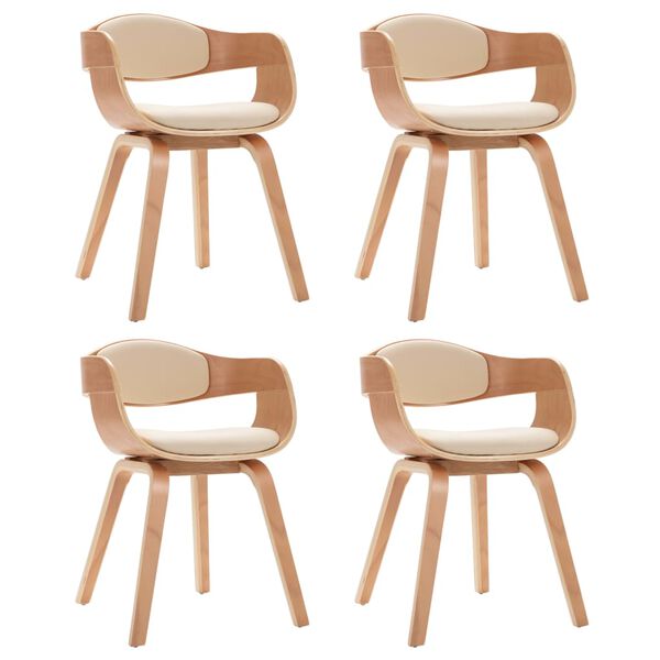 vidaXL ダイニングチェア 4点セット 曲げ木＆合成皮革製