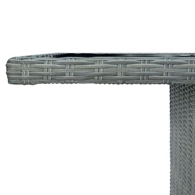 vidaXL ガーデンテーブル ライトグレー ポリラタン＆強化ガラス
