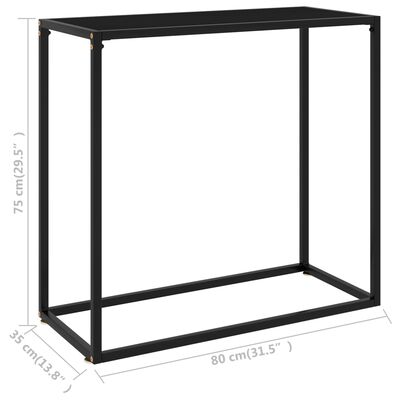 vidaXL コンソールテーブル ブラック 80x35x75cm 強化ガラス製