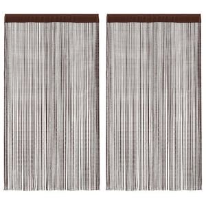 vidaXL ストリングカーテン 2点 100x250cm ブラウン