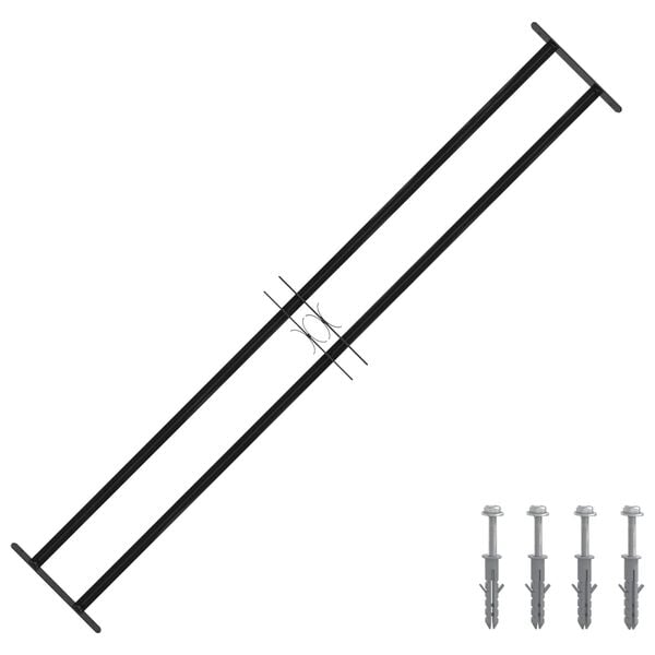 vidaXL ウィンドウグリル ブラック 176 x 30 cm 粉体塗装スチール