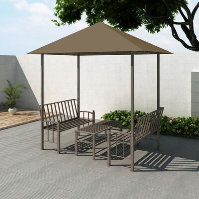 vidaXL ガーデンパビリオン テーブル＆ベンチ付き 2.5x1.5x2.4m トープ 180g/m²