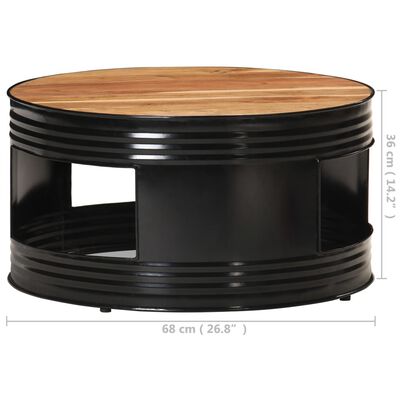 vidaXL コーヒーテーブル ブラック 68x68x36cm アカシア無垢材