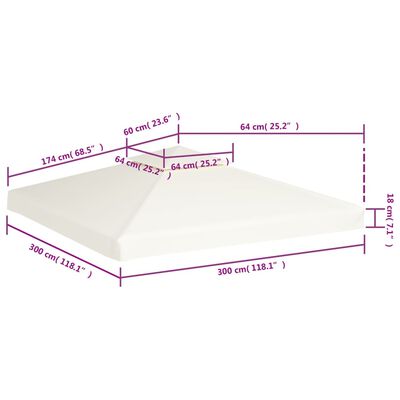 vidaXL ガゼボ カバー キャノピー 交換用 310g / m² クリーム ホワイト 3 x 3 m