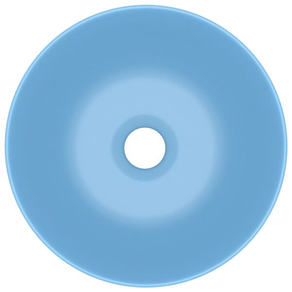 vidaXL バスルーム用 洗面ボウル セラミック製 ライトブルー 丸型