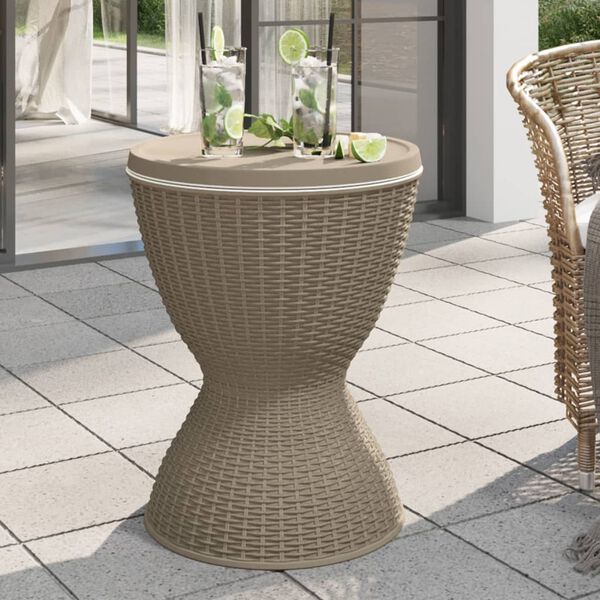 vidaXL 3-in-1 アイスクーラーテーブル ライトブラウン ポリプロピレン