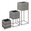 vidaXL ガーデン トール 植木鉢 3個 ポリラタン製 グレー