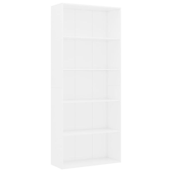 vidaXL 5段 ブックキャビネット ホワイト 80x30x189cm エンジニアリングウッド