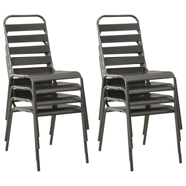 vidaXL 屋外ダイニング9点セット スチール製 ダークグレー