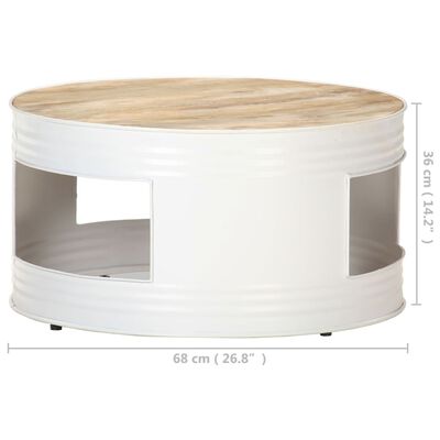 vidaXL コーヒーテーブル ホワイト 68x68x36cm マンゴー無垢材