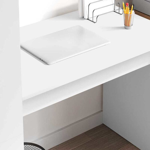 vidaXL デスク 棚で ストレージ付き ホワイト 113 x 54 x 120 cm エンジニアリングウッド