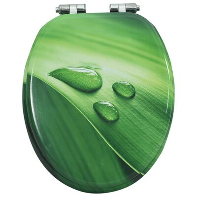 vidaXL トイレ便座 ソフトクローズ式ふた MDF製 グリーン 水滴デザイン