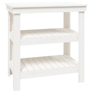 vidaXL ワークベンチ ホワイト 78.5x50x80 cm 無垢材 パイン材
