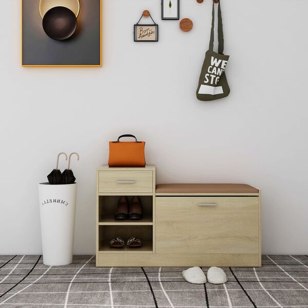 vidaXL シューズベンチ ソノマオーク 94.5x31x57cm エンジニアリングウッド