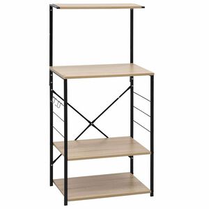 vidaXL 電子レンジキャビネット ブラック＆オーク 60x39.6x123 cm エンジニアリングウッド