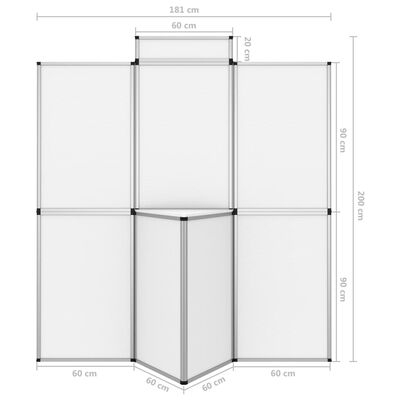 vidaXL 折り畳み式 展示会用パネル 8面 テーブル付き181x200 cm ホワイト