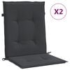 vidaXL ガーデン ローバックチェアクッション 2点 ブラック 100x50x3cm オックスフォードファブリック