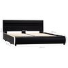 vidaXL ベッドフレーム LEDライト付き ブラック 合成皮革製 140x200cm