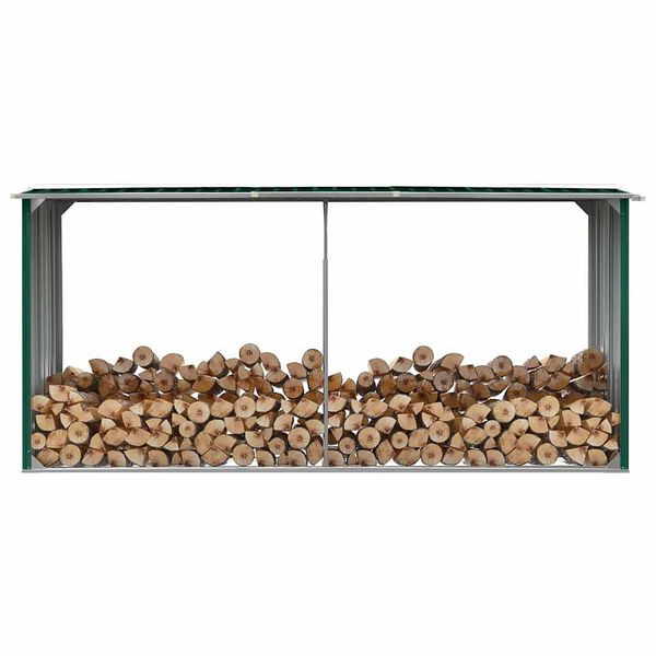 vidaXL ガーデン薪小屋 亜鉛メッキ鋼製 330x92x153cm グリーン