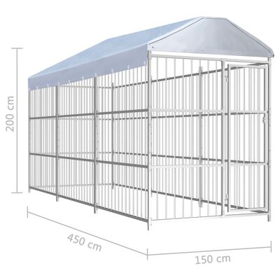 vidaXL 屋外用 犬小屋 屋根付き 450x150x200cm