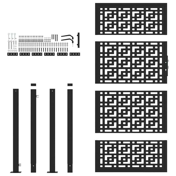 vidaXL ガーデンゲート ブラック 100x175cm スチール製 クロスデザイン