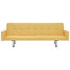 vidaXL ソファベッド アームレスト付き イエロー ポリエステル製