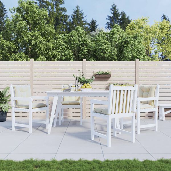 vidaXL ガーデン　ローバックチェアクッション 4点 クリーム 100x50x7cm ファブリック