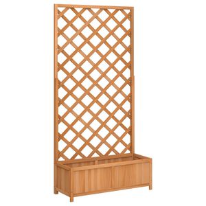 vidaXL プランター トレリス付き ブラウン 90x35x180 cm モミ無垢材