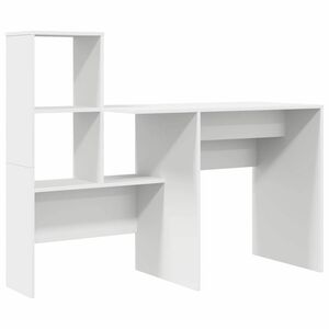 vidaXL デスク ホワイト エンジニアードウッド 131.5 x 50 x 106.5 cm