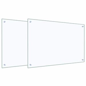 vidaXL キッチンバックスプラッシュ 2 個 トランスペアレント 90 x 60 cm 強化ガラス