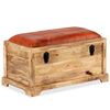 vidaXL 収納ベンチ 本革＆マンゴー無垢材 80x44x44cm