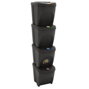 vidaXL スタッキング式ゴミ箱ボックス 4個入り グレー 100L ポリプロピレン