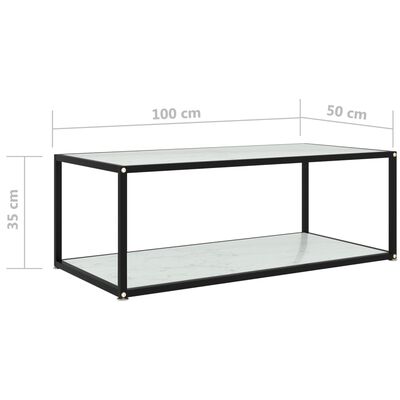 vidaXL コーヒーテーブル ホワイト 100x50x35cm 強化ガラス製