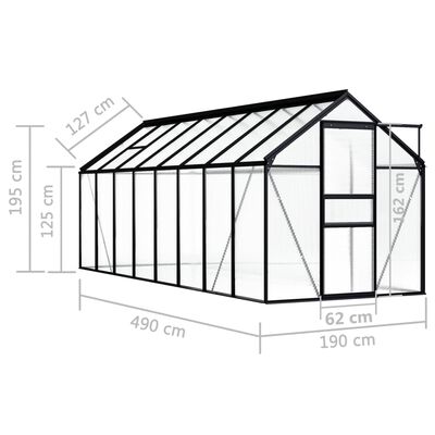 vidaXL 温室 アントラシート アルミ製 9.31 m²