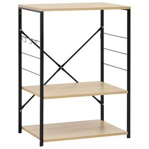 vidaXL 電子レンジキャビネット ブラック＆オーク 60x39.6x79.5 cm エンジニアリングウッド