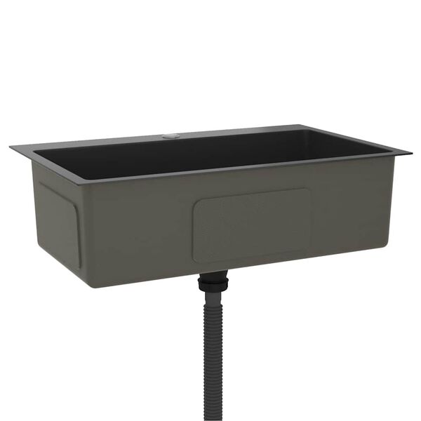 vidaXL 手作り キッチンシンク ステンレススチール製 ブラック