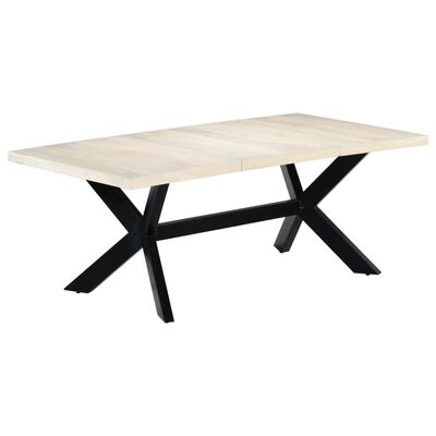 vidaXL ダイニングテーブル マンゴー無垢材 200x100x75cm ホワイト