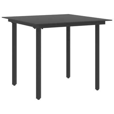 vidaXL ガーデンダイニングテーブル ブラック 80x80x74 cm スチール＆ガラス製