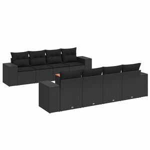 vidaXL 9点セット ガーデンソファセット クッション付き ブラック ポリラタン