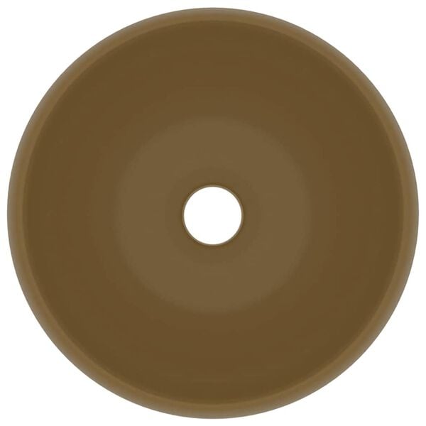 vidaXL ラグジュアリー 洗面器 丸型 マットクリーム 40x15cm セラミック製